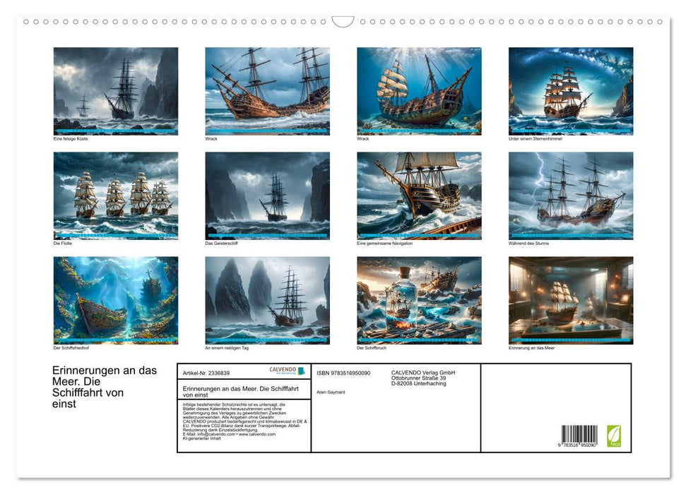 Erinnerungen an das Meer. Die Schifffahrt von einst (CALVENDO Wandkalender 2027)