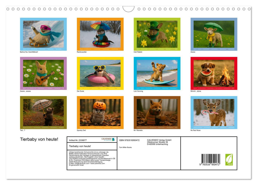 Tierbaby von heute! (CALVENDO Wandkalender 2027)