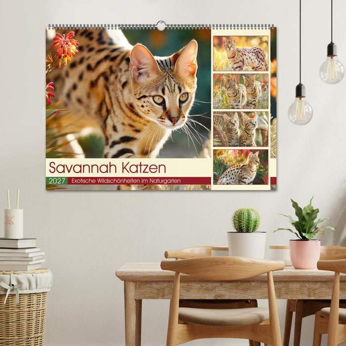 Savannah Katzen. Exotische Wildschönheiten im Naturgarten (CALVENDO Wandkalender 2027)
