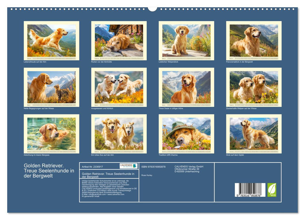 Golden Retriever. Treue Seelenhunde in der Bergwelt (CALVENDO Premium Wandkalender 2027)