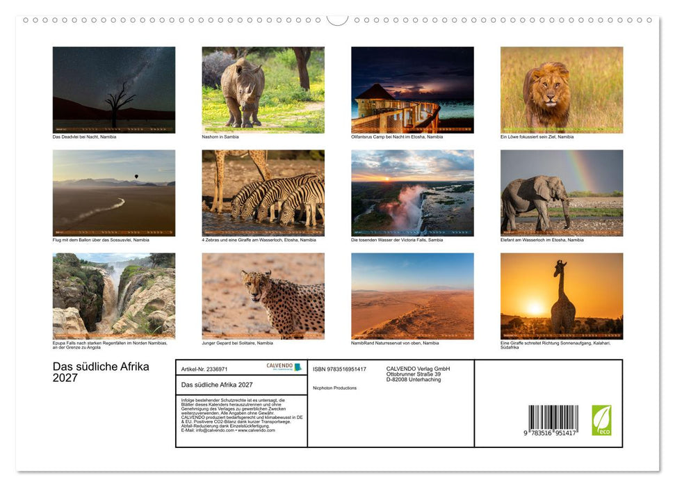 Das südliche Afrika 2027 (CALVENDO Premium Wandkalender 2027)
