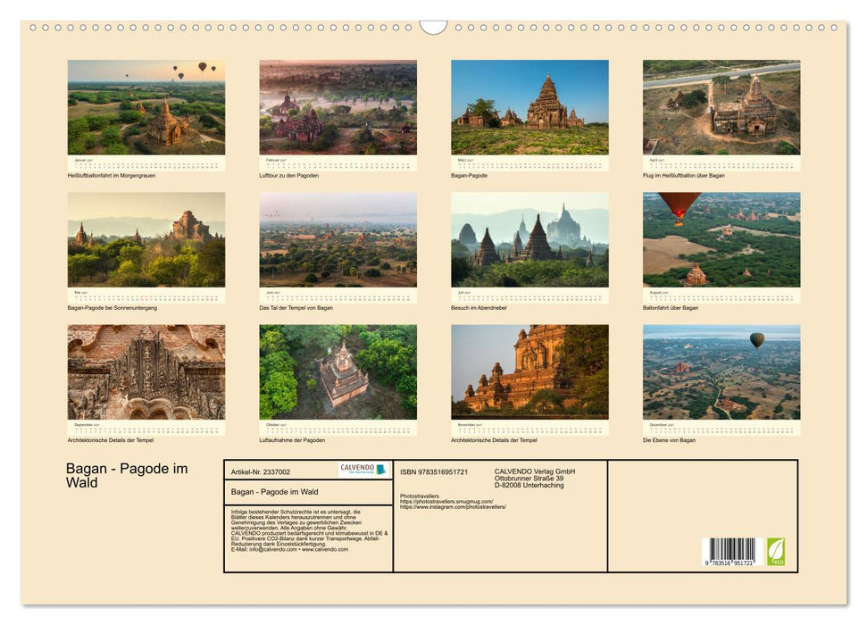 Bagan - Pagode im Wald (CALVENDO Wandkalender 2027)