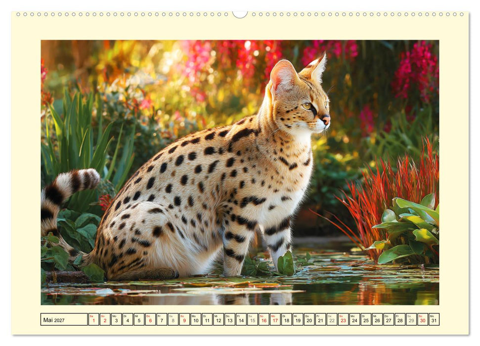 Savannah Katzen. Exotische Wildschönheiten im Naturgarten (CALVENDO Premium Wandkalender 2027)