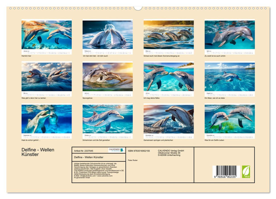 Delfine - Wellen Künstler (CALVENDO Premium Wandkalender 2027)