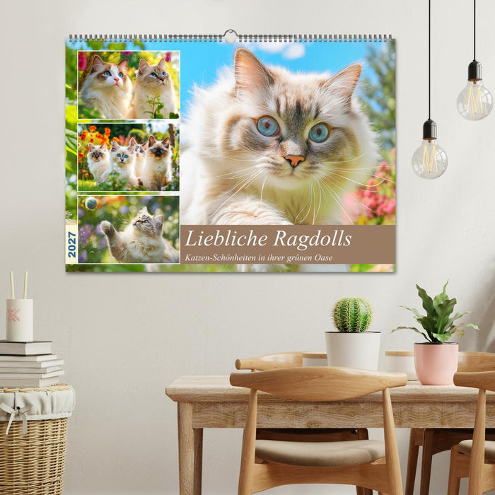 Liebliche Ragdolls. Katzen-Schönheiten in ihrer grünen Oase (CALVENDO Wandkalender 2027)