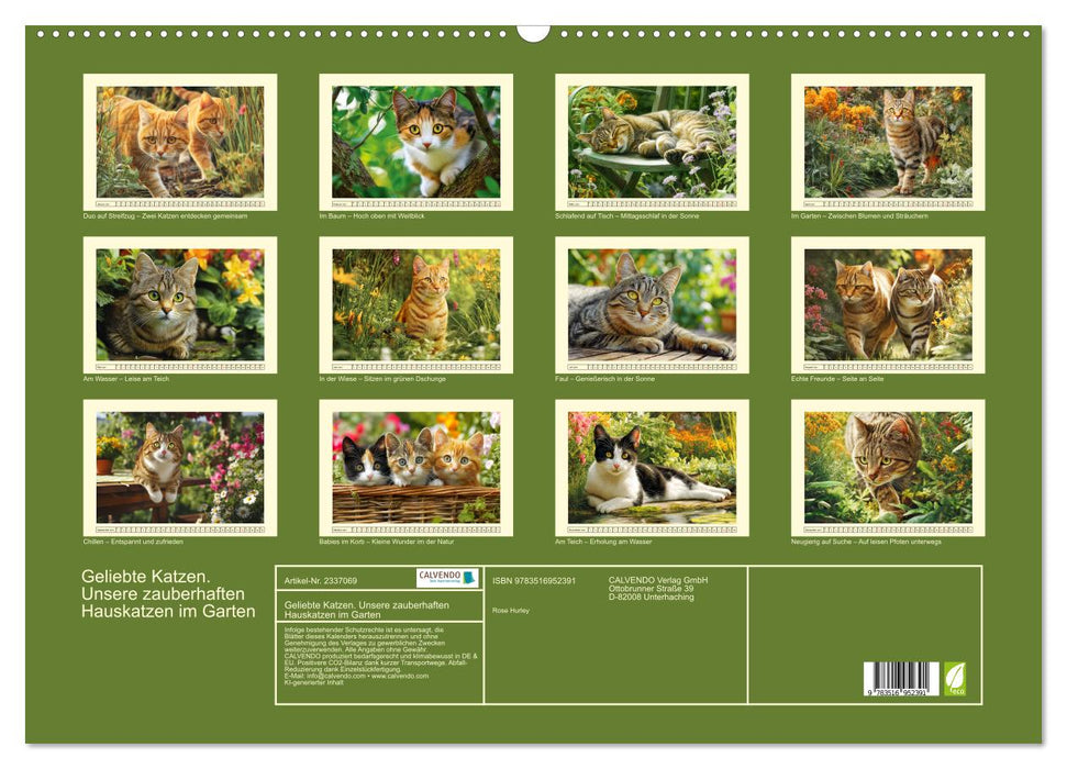 Geliebte Katzen. Unsere zauberhaften Hauskatzen im Garten (CALVENDO Wandkalender 2027)