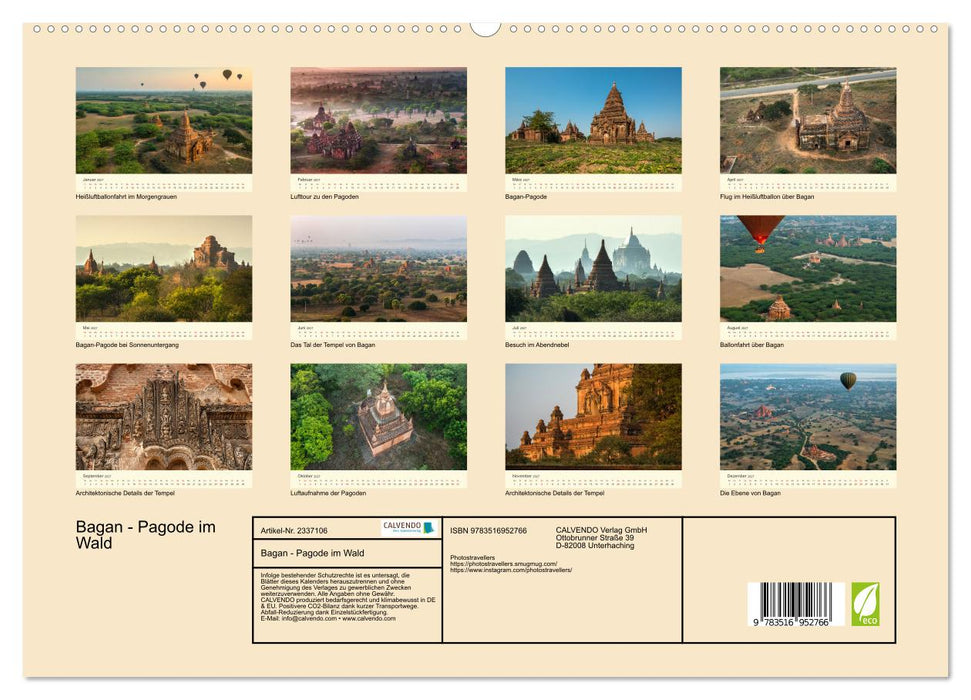 Bagan - Pagode im Wald (CALVENDO Premium Wandkalender 2027)