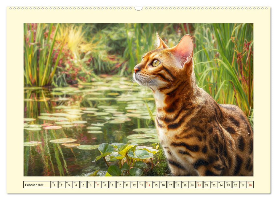 Bengalkatzen. Der elegante Mini-Leopard im Garten (CALVENDO Wandkalender 2027)