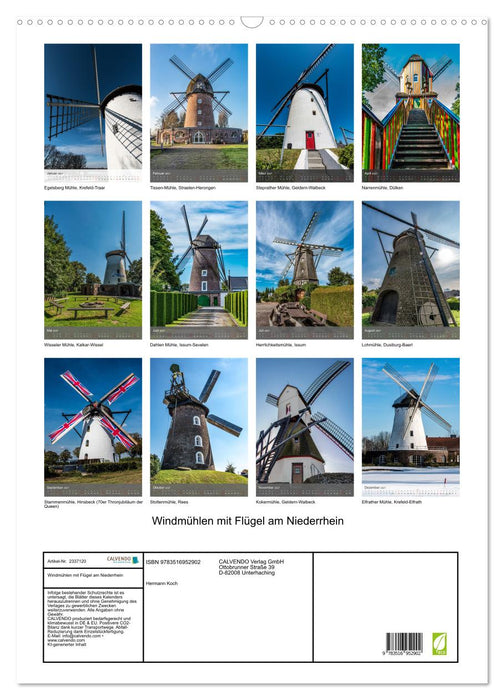 Windmühlen mit Flügel am Niederrhein (CALVENDO Wandkalender 2027)