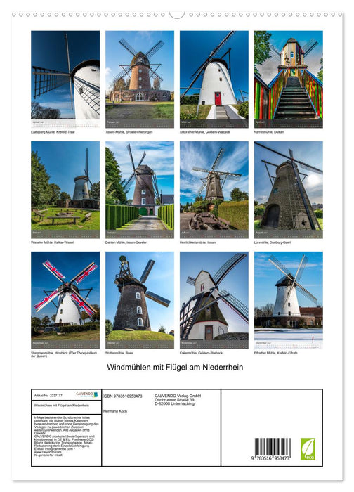 Windmühlen mit Flügel am Niederrhein (CALVENDO Premium Wandkalender 2027)