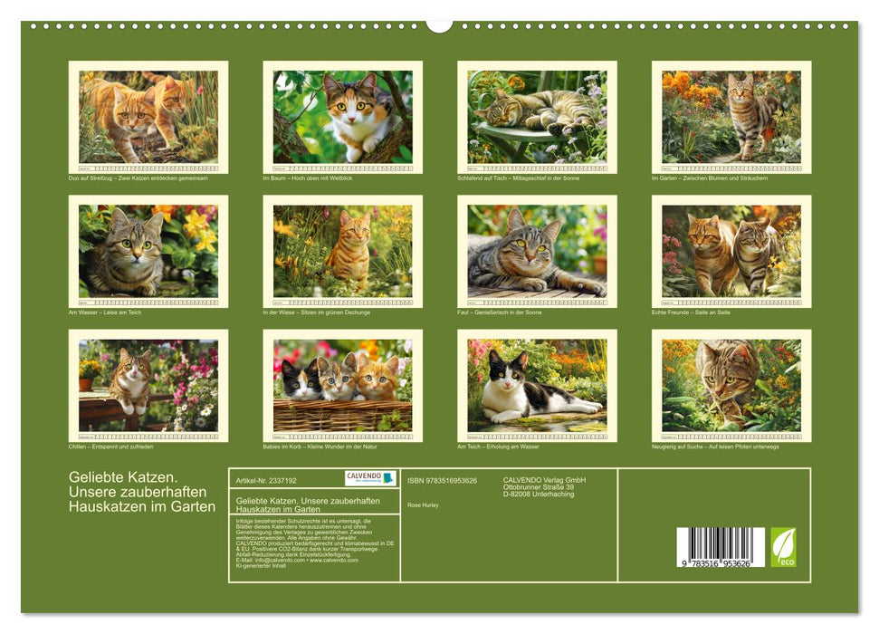 Geliebte Katzen. Unsere zauberhaften Hauskatzen im Garten (CALVENDO Premium Wandkalender 2027)
