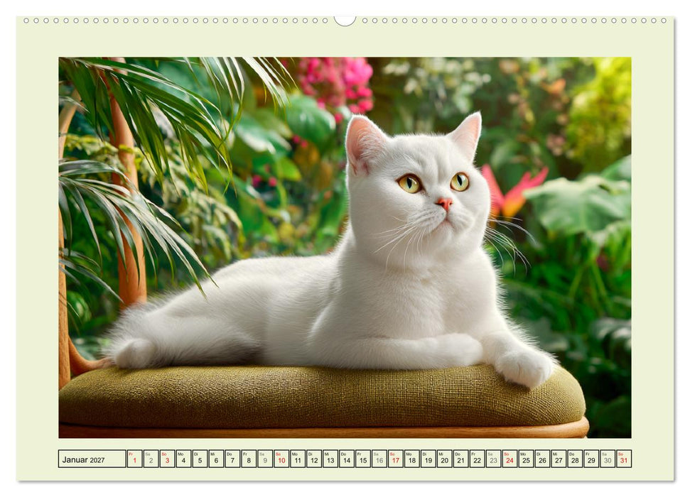 British Shorthair. Sanfte Würde und Katzenglück im Grünen (CALVENDO Premium Wandkalender 2027)