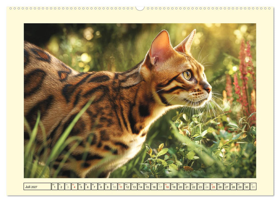 Bengalkatzen. Der elegante Mini-Leopard im Garten (CALVENDO Premium Wandkalender 2027)