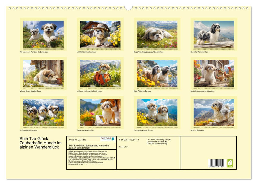 Shih Tzu Glück. Zauberhafte Hunde im alpinen Wanderglück (CALVENDO Wandkalender 2027)