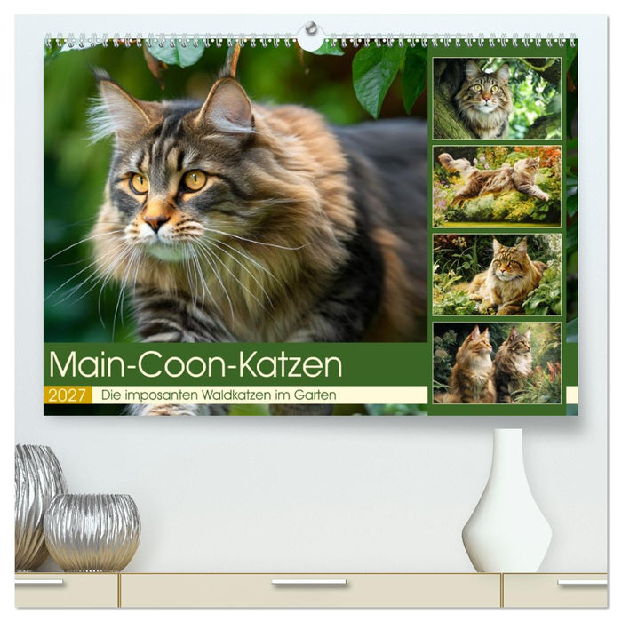 Main-Coon-Katzen. Die imposanten Waldkatzen im Garten (CALVENDO Premium Wandkalender 2027)