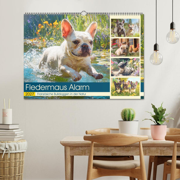 Fledermaus Alarm. Französiche Bulldoggen in der Natur (CALVENDO Wandkalender 2027)
