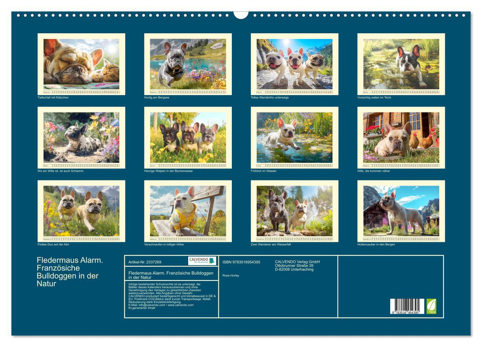 Fledermaus Alarm. Französiche Bulldoggen in der Natur (CALVENDO Wandkalender 2027)