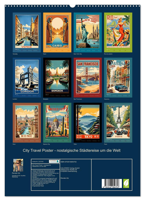 City Travel Poster - nostalgische Städtereise um die Welt (CALVENDO Premium Wandkalender 2027)