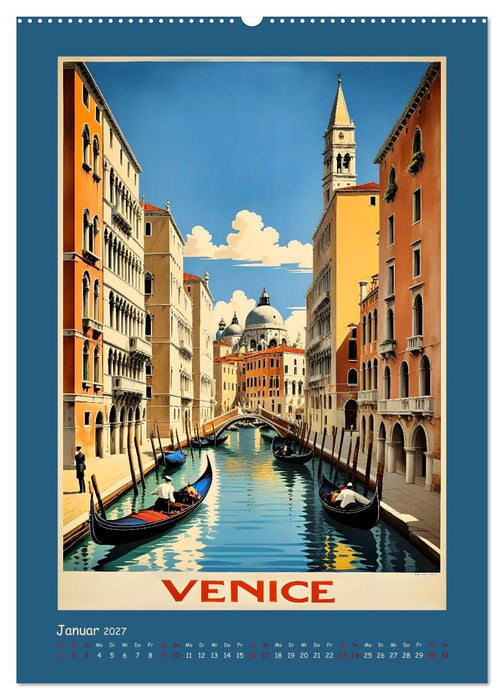 City Travel Poster - nostalgische Städtereise um die Welt (CALVENDO Premium Wandkalender 2027)