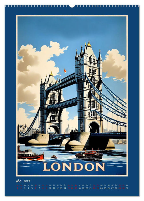 City Travel Poster - nostalgische Städtereise um die Welt (CALVENDO Premium Wandkalender 2027)