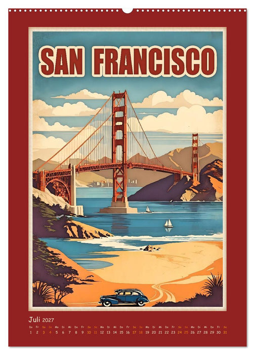 City Travel Poster - nostalgische Städtereise um die Welt (CALVENDO Premium Wandkalender 2027)