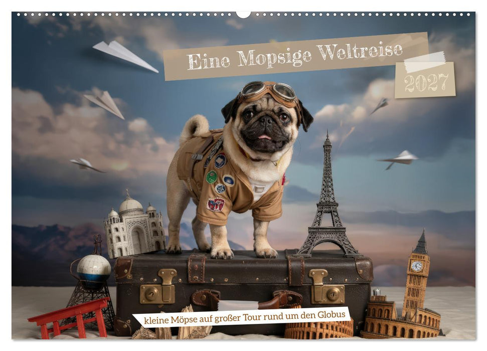 Eine Mopsige Weltreise (CALVENDO Wandkalender 2027)