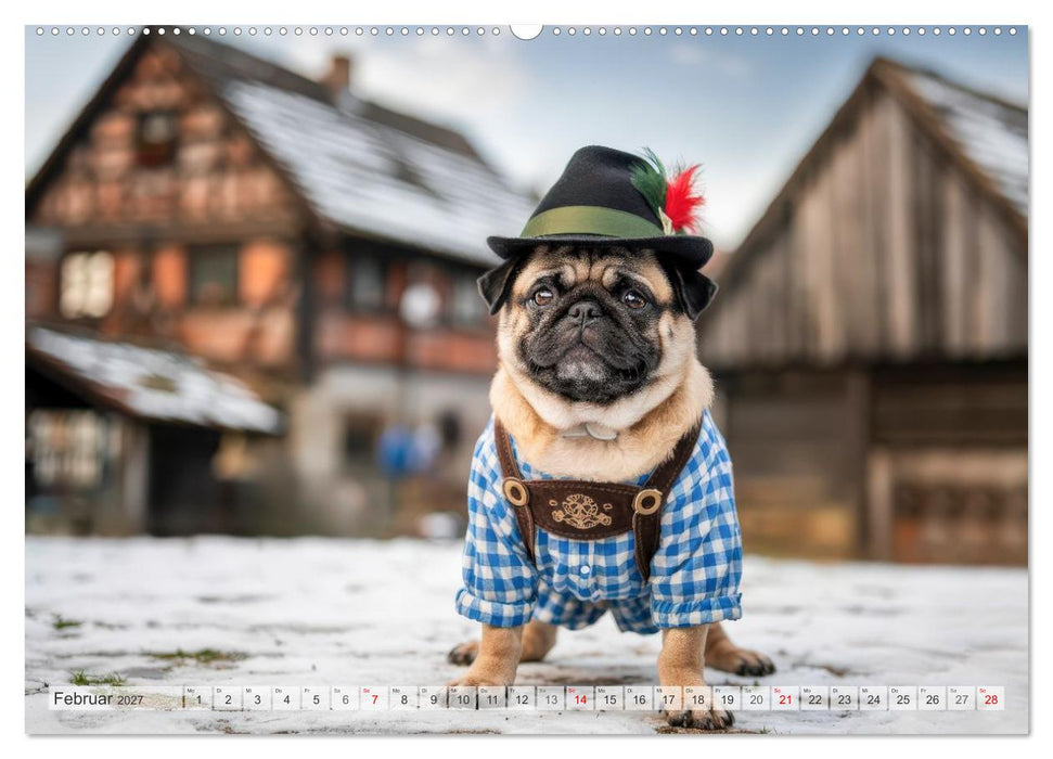 Eine Mopsige Weltreise (CALVENDO Wandkalender 2027)
