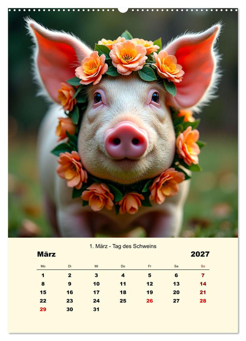 Blumenbekränzte Haustiere zu ihrem Feiertag (CALVENDO Wandkalender 2027)