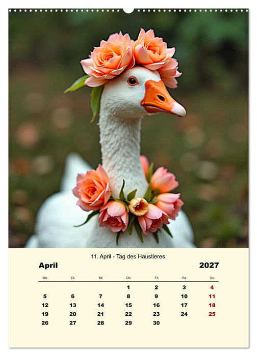 Blumenbekränzte Haustiere zu ihrem Feiertag (CALVENDO Wandkalender 2027)