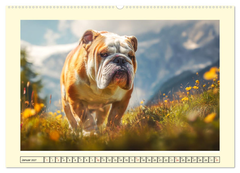 Bulldogs on Tour. Urlaubsreif und schnaufend zum Gipfelglück (CALVENDO Wandkalender 2027)