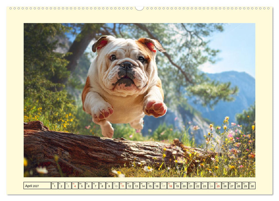 Bulldogs on Tour. Urlaubsreif und schnaufend zum Gipfelglück (CALVENDO Wandkalender 2027)