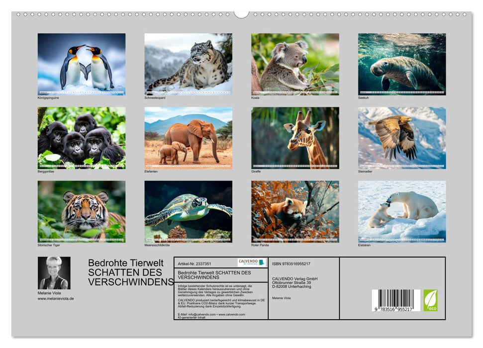 Bedrohte Tierwelt SCHATTEN DES VERSCHWINDENS (CALVENDO Premium Wandkalender 2027)
