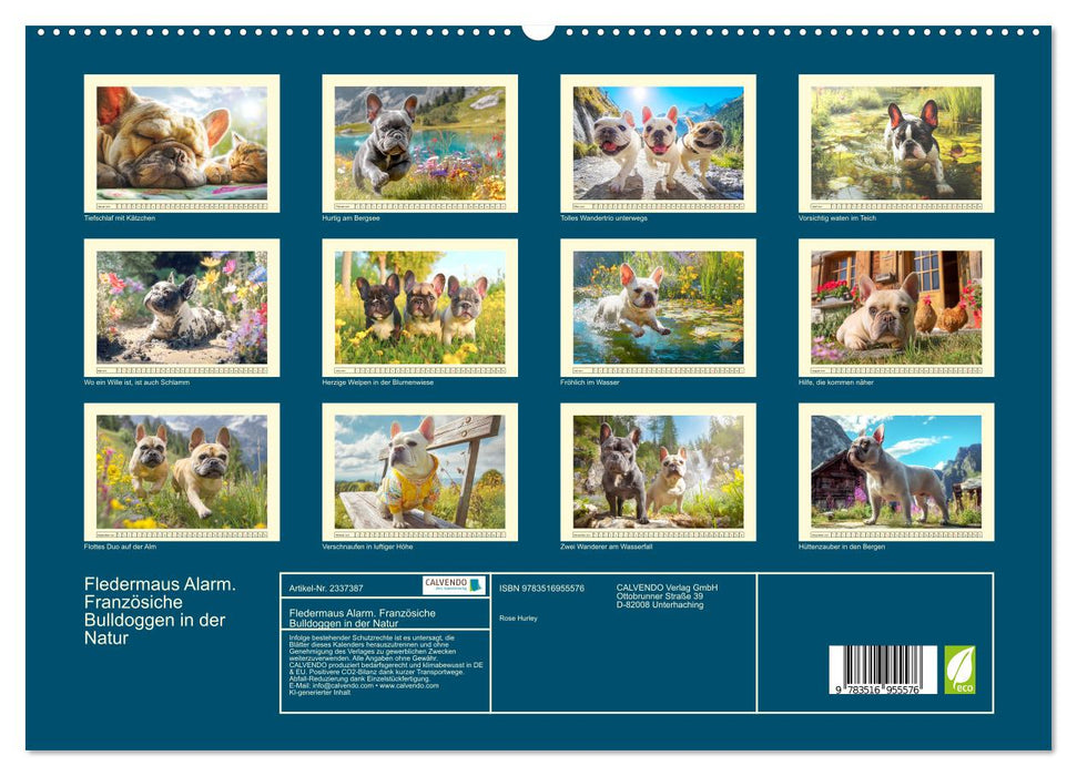 Fledermaus Alarm. Französiche Bulldoggen in der Natur (CALVENDO Premium Wandkalender 2027)