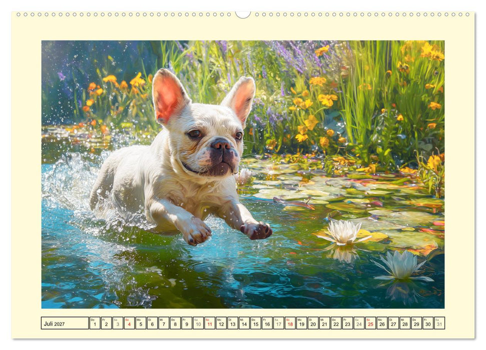 Fledermaus Alarm. Französiche Bulldoggen in der Natur (CALVENDO Premium Wandkalender 2027)