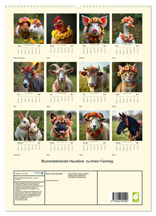 Blumenbekränzte Haustiere zu ihrem Feiertag (CALVENDO Premium Wandkalender 2027)