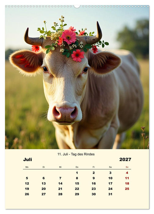 Blumenbekränzte Haustiere zu ihrem Feiertag (CALVENDO Premium Wandkalender 2027)