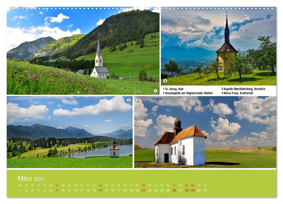 Kirchen und Kapellen als Ausflugsziele (CALVENDO Wandkalender 2027)