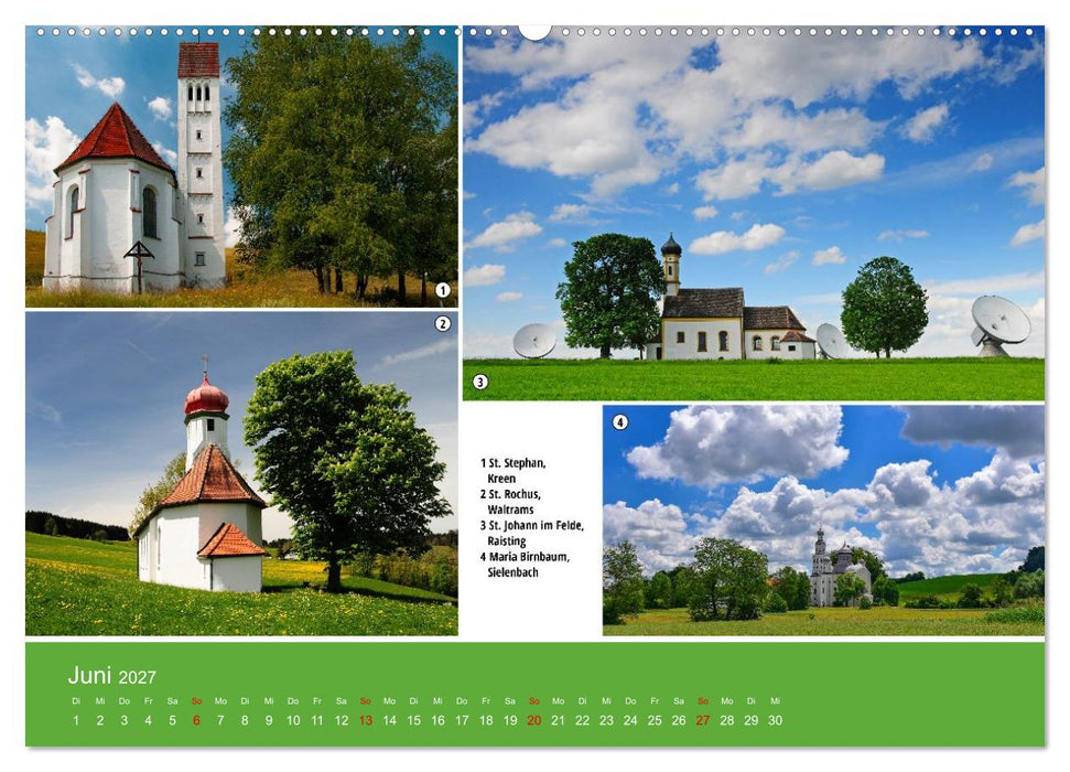Kirchen und Kapellen als Ausflugsziele (CALVENDO Wandkalender 2027)