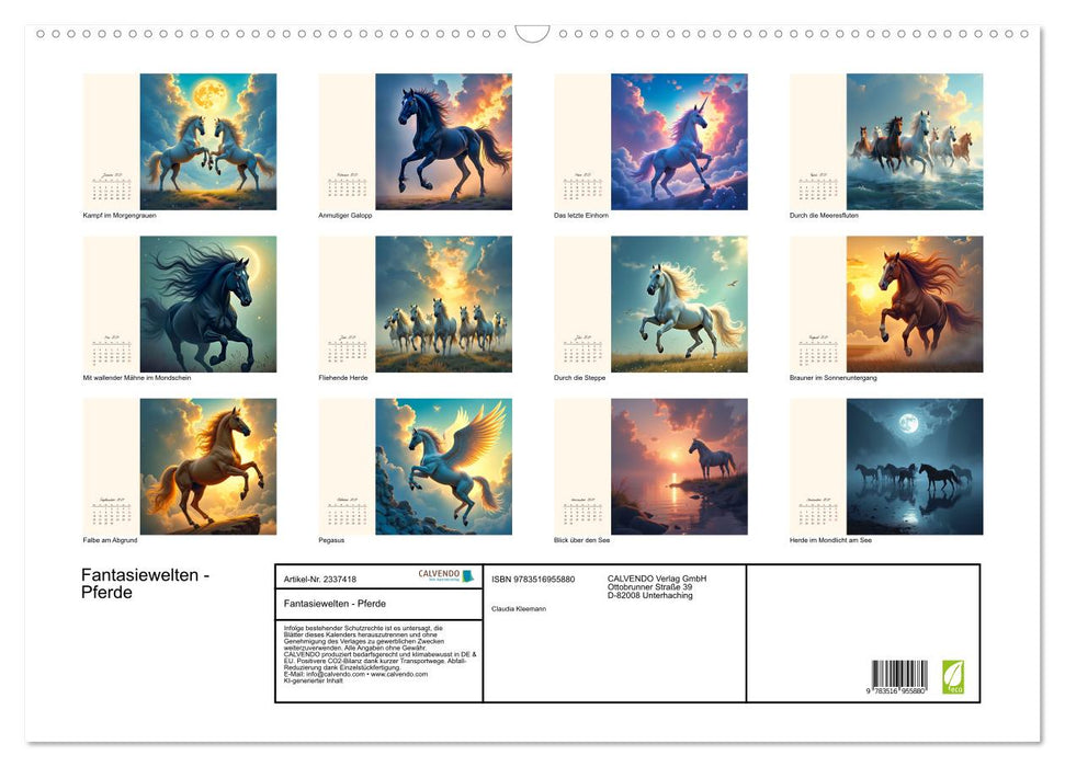 Fantasiewelten - Pferde (CALVENDO Wandkalender 2027)