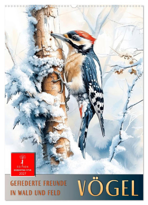 Vögel - gefiederte Freunde in Wald und Feld (CALVENDO Wandkalender 2027)