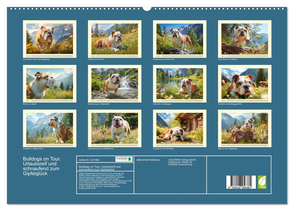 Bulldogs on Tour. Urlaubsreif und schnaufend zum Gipfelglück (CALVENDO Premium Wandkalender 2027)