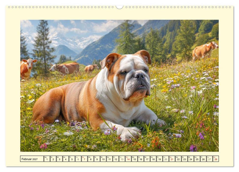 Bulldogs on Tour. Urlaubsreif und schnaufend zum Gipfelglück (CALVENDO Premium Wandkalender 2027)