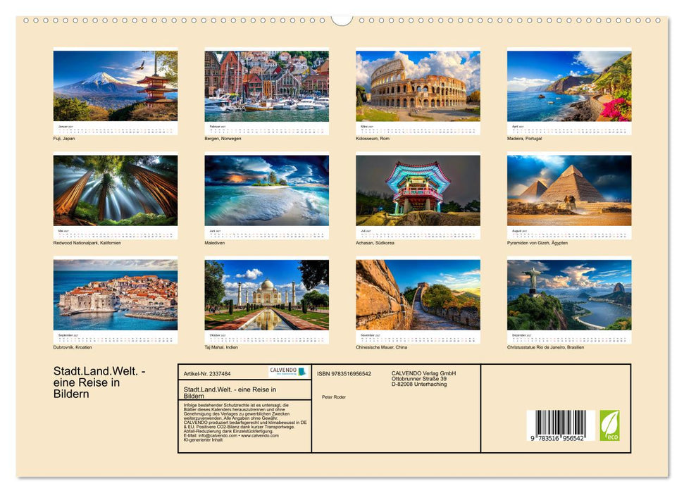 Stadt.Land.Welt. - eine Reise in Bildern (CALVENDO Premium Wandkalender 2027)