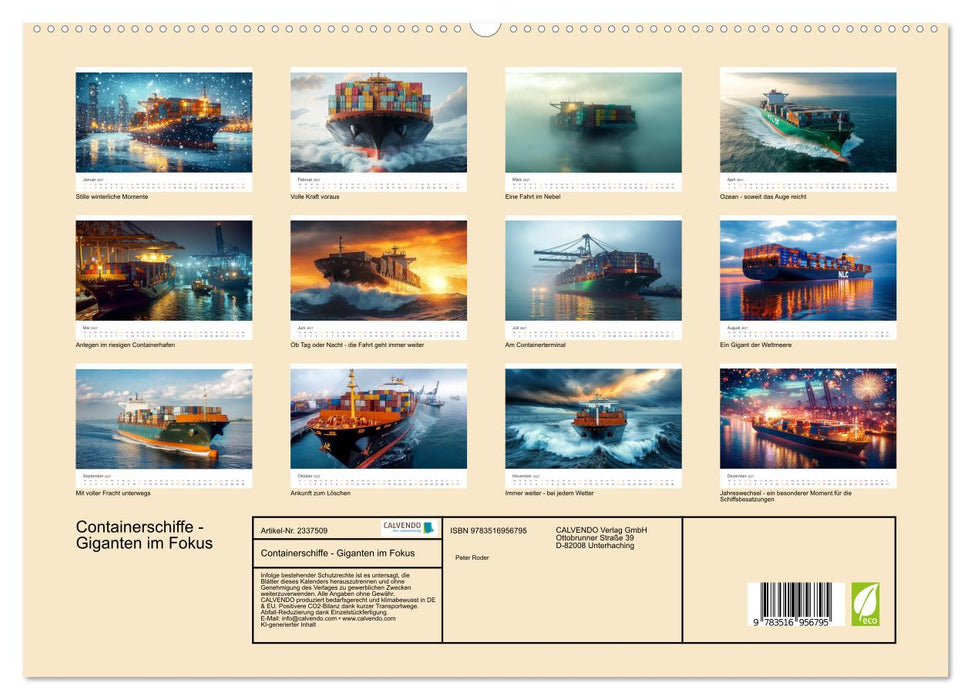 Containerschiffe - Giganten im Fokus (CALVENDO Premium Wandkalender 2027)