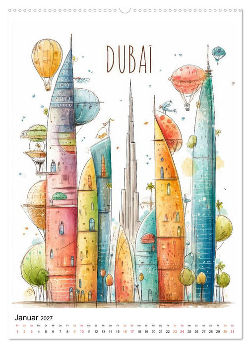 Bunte Weltreise (CALVENDO Premium Wandkalender 2027)