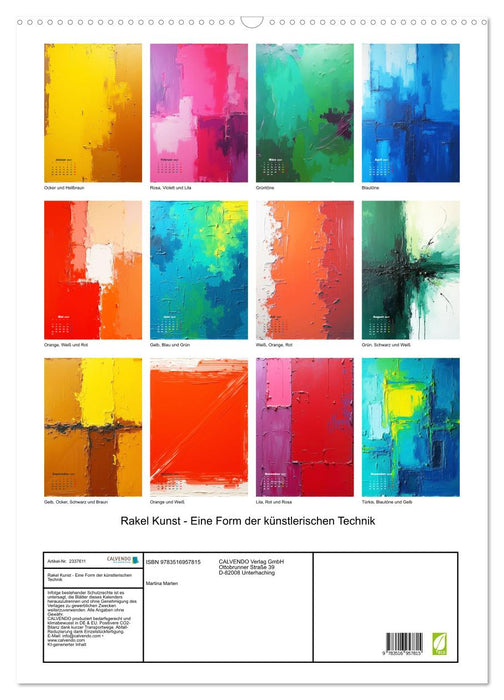 Rakel Kunst - Eine Form der künstlerischen Technik (CALVENDO Wandkalender 2027)