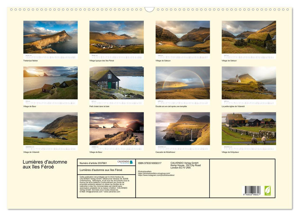 Lumières d'automne aux îles Féroé (CALVENDO Calendrier mensuel 2027)