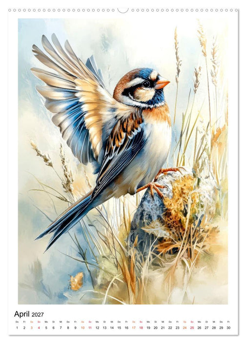 Vögel - gefiederte Freunde in unserem Garten (CALVENDO Premium Wandkalender 2027)