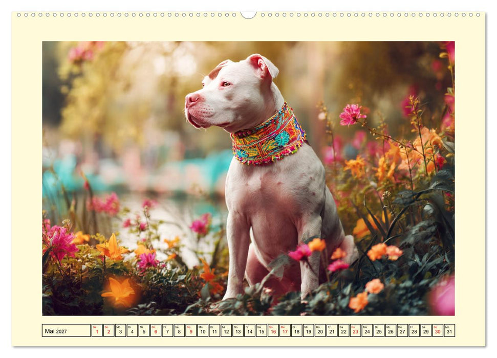 Pit Bull Terrier. Zwischen Wildblumen und Großstadtglanz (CALVENDO Wandkalender 2027)