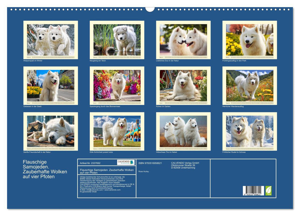 Flauschige Samojeden. Zauberhafte Wolken auf vier Pfoten (CALVENDO Wandkalender 2027)